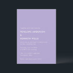 Minimalist Simple Wedding Basic Lavender Purple Invitation<br><div class="desc">This colourful wedding invitation features a minimalist composition and simple typography on a lavender background.</div>