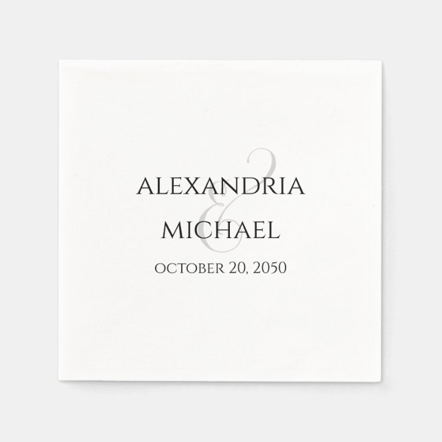 Minimalist Simple Wedding Calligraphy Template Napkin (Front)