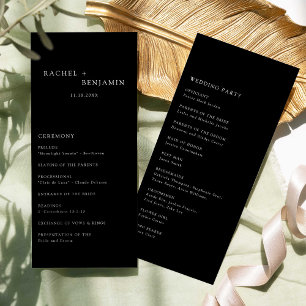 Minimalist Simple Wedding Ceremony Black Program 