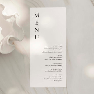 Minimalist Simple Wedding Menu Card