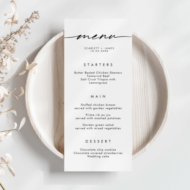 Minimalist Simple Wedding Menu Card (Creator Uploaded)