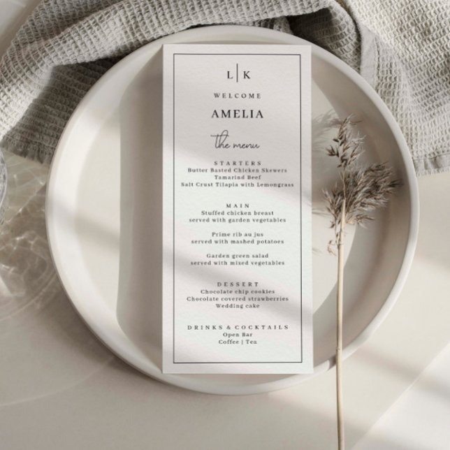 Minimalist Simple Wedding Menu Card (Creator Uploaded)