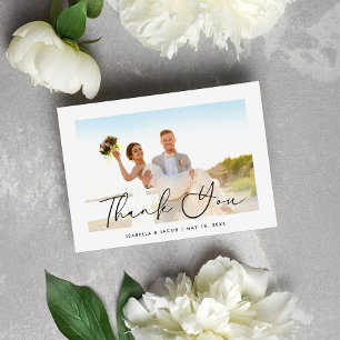 Minimalist Simple Wedding Photo Thank You Card
