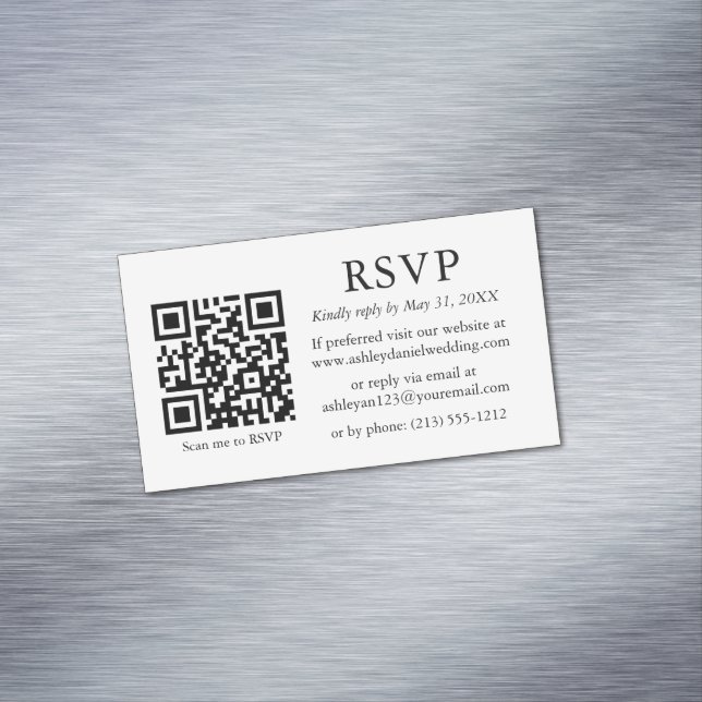 Minimalist Simple Wedding QR RSVP 25 Magnet Cards (In Situ)