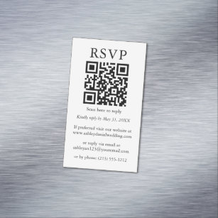 Minimalist Simple Wedding RSVP QR 25 Magnet Cards