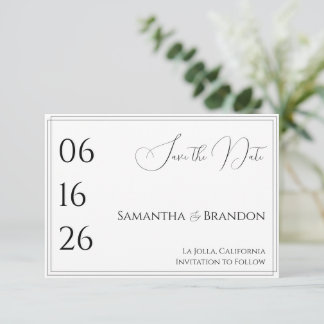 Minimalist Simple Wedding Save the Date Classy Enclosure Card