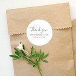 Minimalist Simple Wedding Thank You Template Classic Round Sticker<br><div class="desc">A simple thank you favour thank you label sticker template. this design features a minimalist simple thank you template, favour sticker label decal layout, modern elegant classic formal reception, wedding bride groom names, candy buffet bar cookie, create your labels, doggie pet treat take one, custom customise whimsical chic, creative stylish...</div>