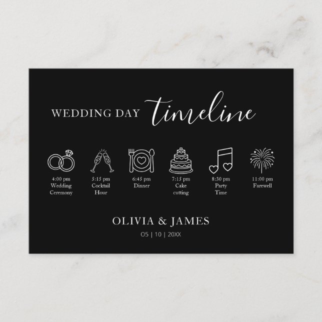 Minimalist Simple Wedding Timeline Enclosure Card (Front)
