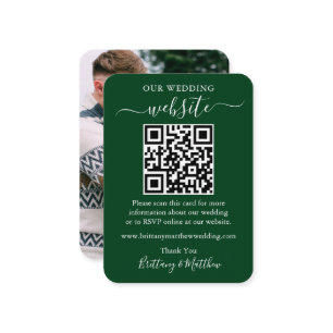 Minimalist Simple Wedding Website Photo QR Green Enclosure Card