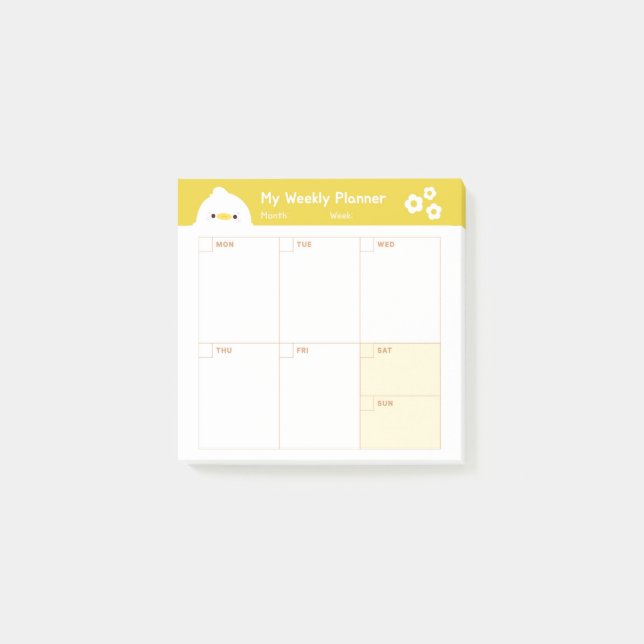 Minimalist Simple Weekly Planner Calendar Post-it Notes (Front)