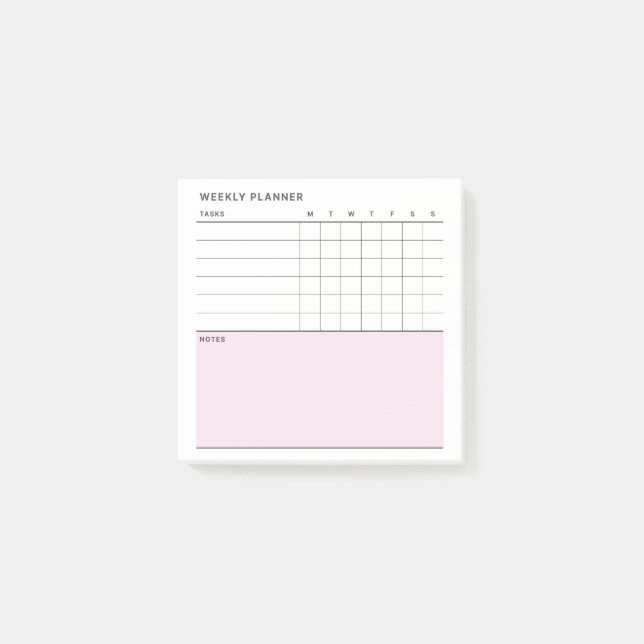 Minimalist Simple Weekly Planner Calendar Post-it Notes (Front)