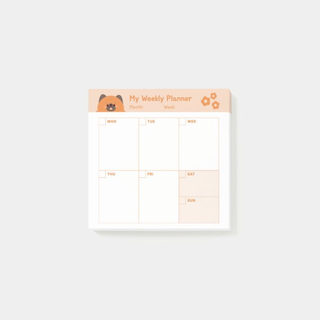 Minimalist Simple Weekly Planner Calendar Post-it Notes (Front)