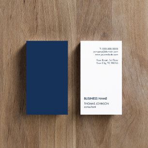 Minimalist Simple White Blue Consultant Business C Business Card