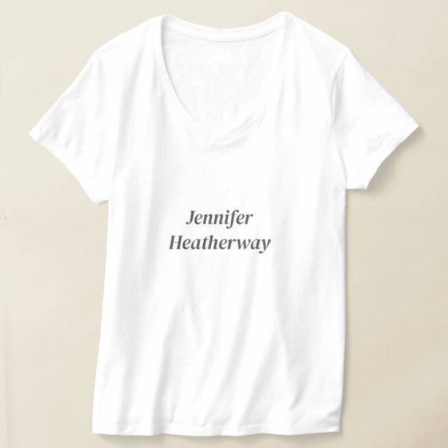 Minimalist simple white custom name T-Shirt (Laydown)