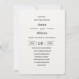 Minimalist simple white customizable wedding invitation