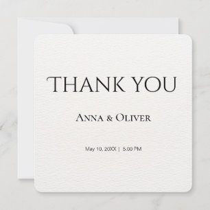 Minimalist simple white customizable wedding thank you card