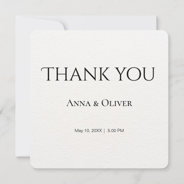 Minimalist simple white customizable wedding thank you card (Front)