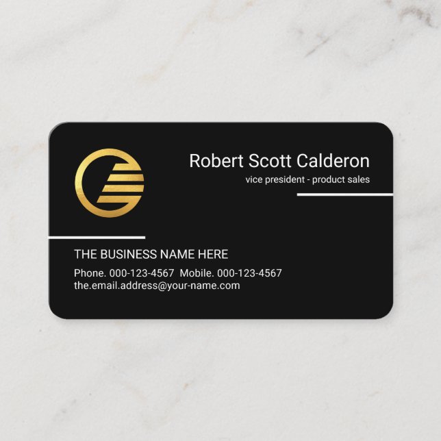 Minimalist Simple White Lines CEO Business Card (Front)
