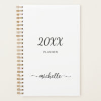 Minimalist Simple White Monogram Name 2023 Planner