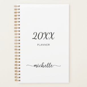 Minimalist Simple White Monogram Name 2023 Planner