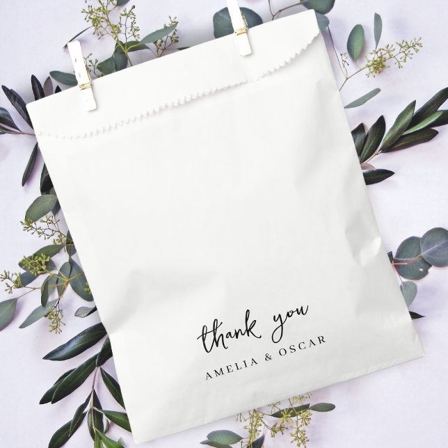 Minimalist Simple White Thank You Wedding Favour Bags (Creator Uploaded)