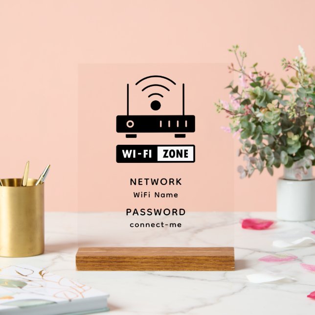 Minimalist Simple Wifi Zone Password  Acrylic Sign (Wedding)