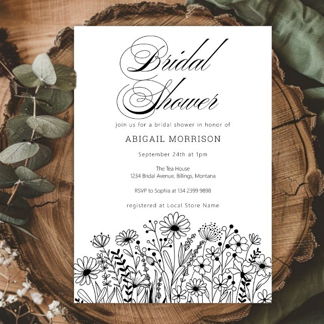 Minimalist Simple Wildflowers Bridal Shower Invitation (Creator Uploaded)