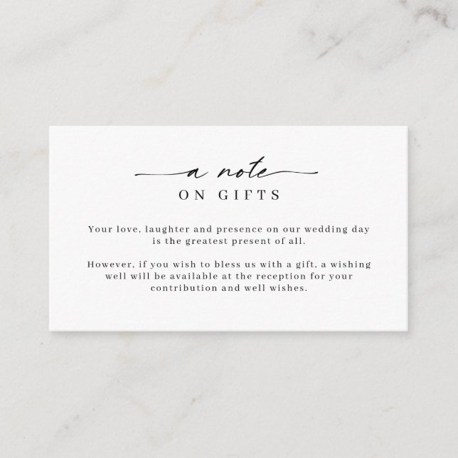 Minimalist Simple Wishing Well Note on gifts Enclo Enclosure Card (Front)