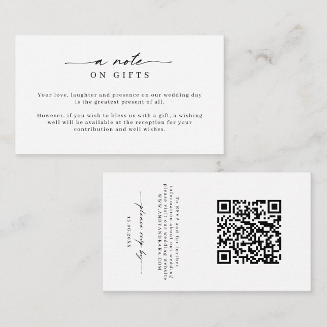 Minimalist Simple Wishing Well & RSVP Enclosure Ca Card (Front/Back)