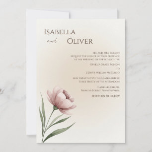 Minimalist Single Flower Wedding Invitation 