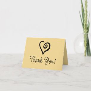 Minimalist Single Heart Spiral on Butter Yellow Thank You Card