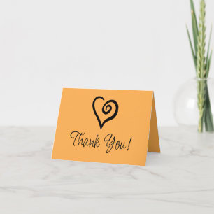 Minimalist Single Heart Spiral on Subtle Orange Thank You Card