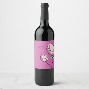 Minimalist Single Line Art Botanical Customisable Wine Label