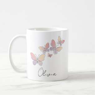 Minimalist Single-Line Butterflies Coffee Mug