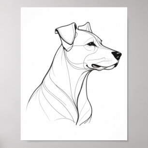 Minimalist Single-line Drawing Of A Dog Sticker Poster
