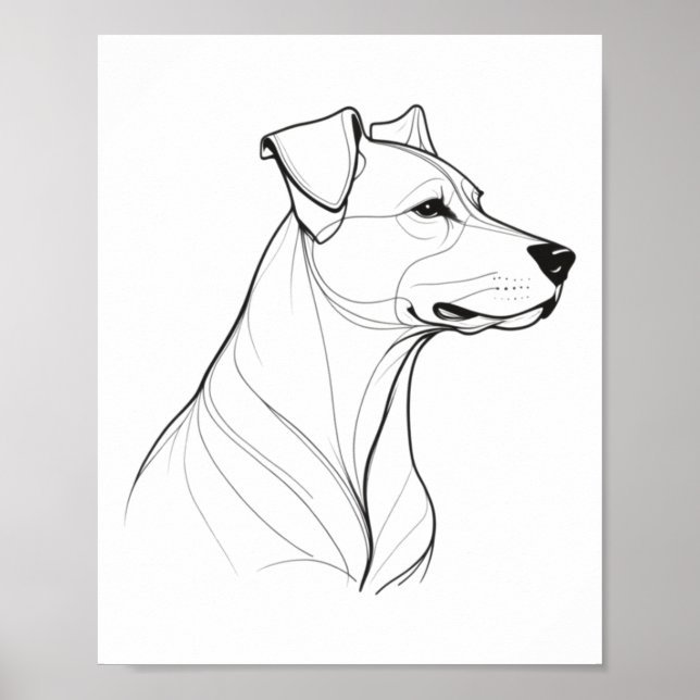Minimalist Single-line Drawing Of A Dog Sticker  Poster (Front)