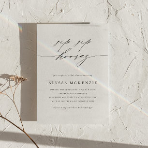 Minimalist Sip Sip Hooray Bridal Shower Invitation