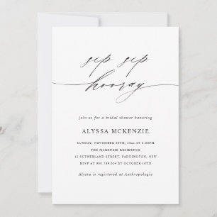 Minimalist Sip Sip Hooray Bridal Shower Invitation