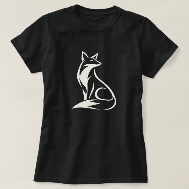 Minimalist Sitting Fox Silhouette  T-Shirt (Design Front)