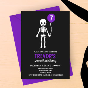 Minimalist Skeleton Balloon Birthday Invitation