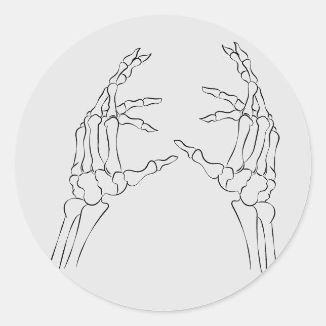 Minimalist Skeleton Hands Halloween Sticker (Front)