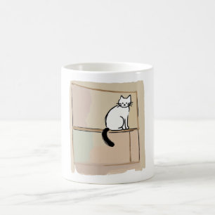 Minimalist Sketch Cat Art Home Decor Coffee Mug