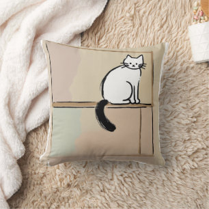 Minimalist Sketch Cat Home Decor Cushion