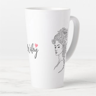 Minimalist Sketch Face Portrait Line Art Drawing Latte Mug