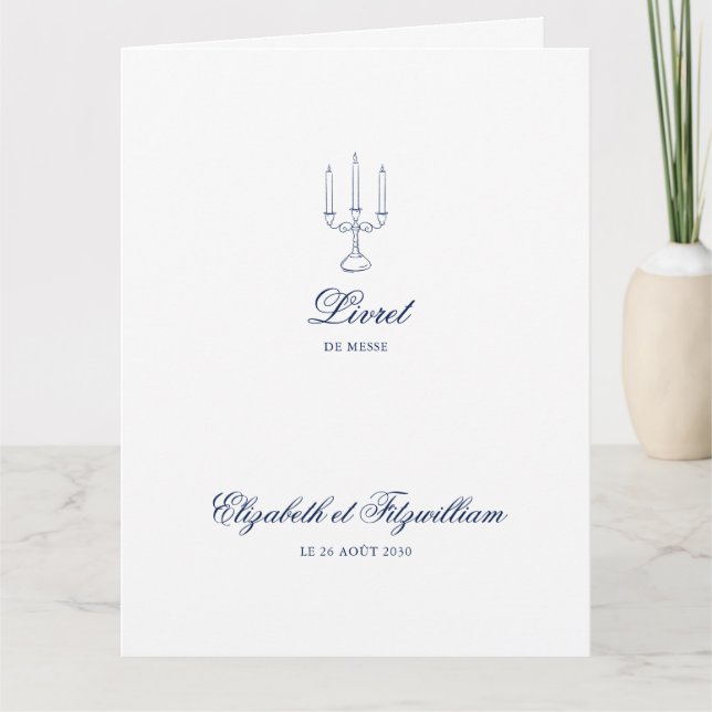 Minimalist Sketch Wedding Candles Booklet/Program Card (Front)