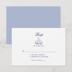 Minimalist Sketched Bridal Bouquet Wedding RSVP Card
