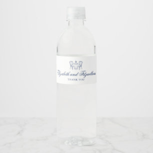 Minimalist Sketched Bridal Bouquet Wedding Water Bottle Label