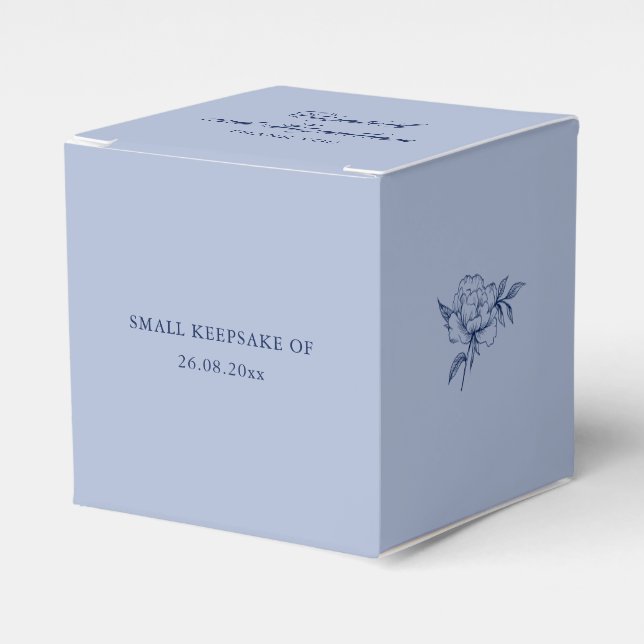 Minimalist Sketched Wedding Flowers  Favour Box (Front Side)