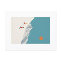 Minimalist Ski Art Print – Retro Alpine Skiers in