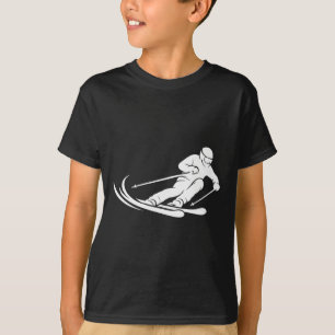 Minimalist Skiing Silhouette Winter Sports Design T-Shirt
